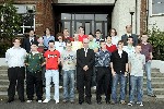 Pupils that achieved at least 3 A Grades in their A-Level examinations at the Abbey Christian Brothers Grammar School, Newry are congratulated by Headmaster Mr. Dermot McGovern. Included are Damian McParland, Homesh Sayal, Martin Davidson, Dermot Markey, Fergal McAlinden, Ronan McDonald, John-Paul OHare, Conor Sweeney, Adrian McNamee, Darragh Dobbin, Kevin Holsgrove, Christopher Kerrin, John McBride, Philip McClory, Conor McGuigan, Aidan Murphy, Sean OHagan, Vincent ORourke and Liam Turley. Also included are Vice Principals Mr Ronan Ruddy and Mr. Paul OShea. Missing from photograph is Michael Boyle and Stephen Campbell.